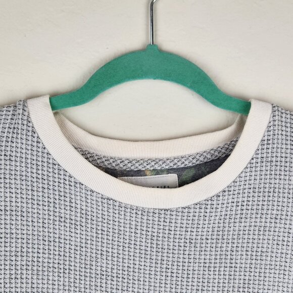 Sol Angeles Gray White Thermal Waffle Knit Long Sleeve Tee sz L *flawed* - Picture 6 of 11